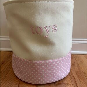 Cream and Pink Polka Dot Toy Storage Bin